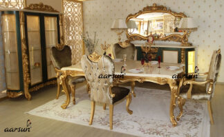 Italian Style Dining Set in Royal Gold Finish