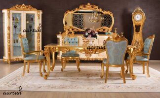 Luxurious Italian Dining Furniture in Gold and Royal Fabric
