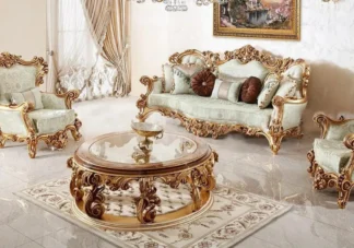 Luxruy Carved Sofa Set in Gold