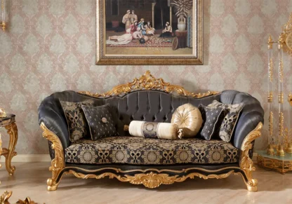 Luxurious Wooden Sofa Set in Gold