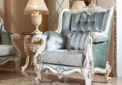Luxurious sofa chair in white polish