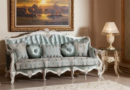 Luxurious sofa set in white polish
