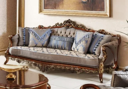 Luxurious style carved 3 seater sofa set