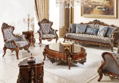 Luxurious style carved sofa set